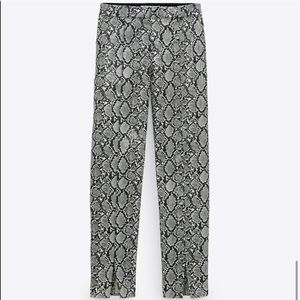 Zara Grey Faux Leather High Waist Snake Print Pant